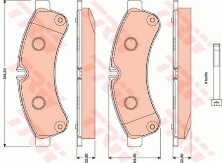 Комплект гальмівних колодок з 4 шт. дисків TRW GDB1780