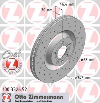 100.3326.52 диск гальмівний передній ZIMMERMANN 100332652