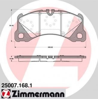 Комплект гальмівних колодок ZIMMERMANN 25007.168.1