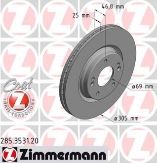 Диск гальмівний Coat Z ZIMMERMANN 285353120