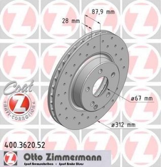 Диск гальмівний SPORT Z ZIMMERMANN 400362052 (фото 1)