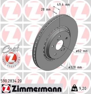 Диск гальмівний Coat Z ZIMMERMANN 590283420